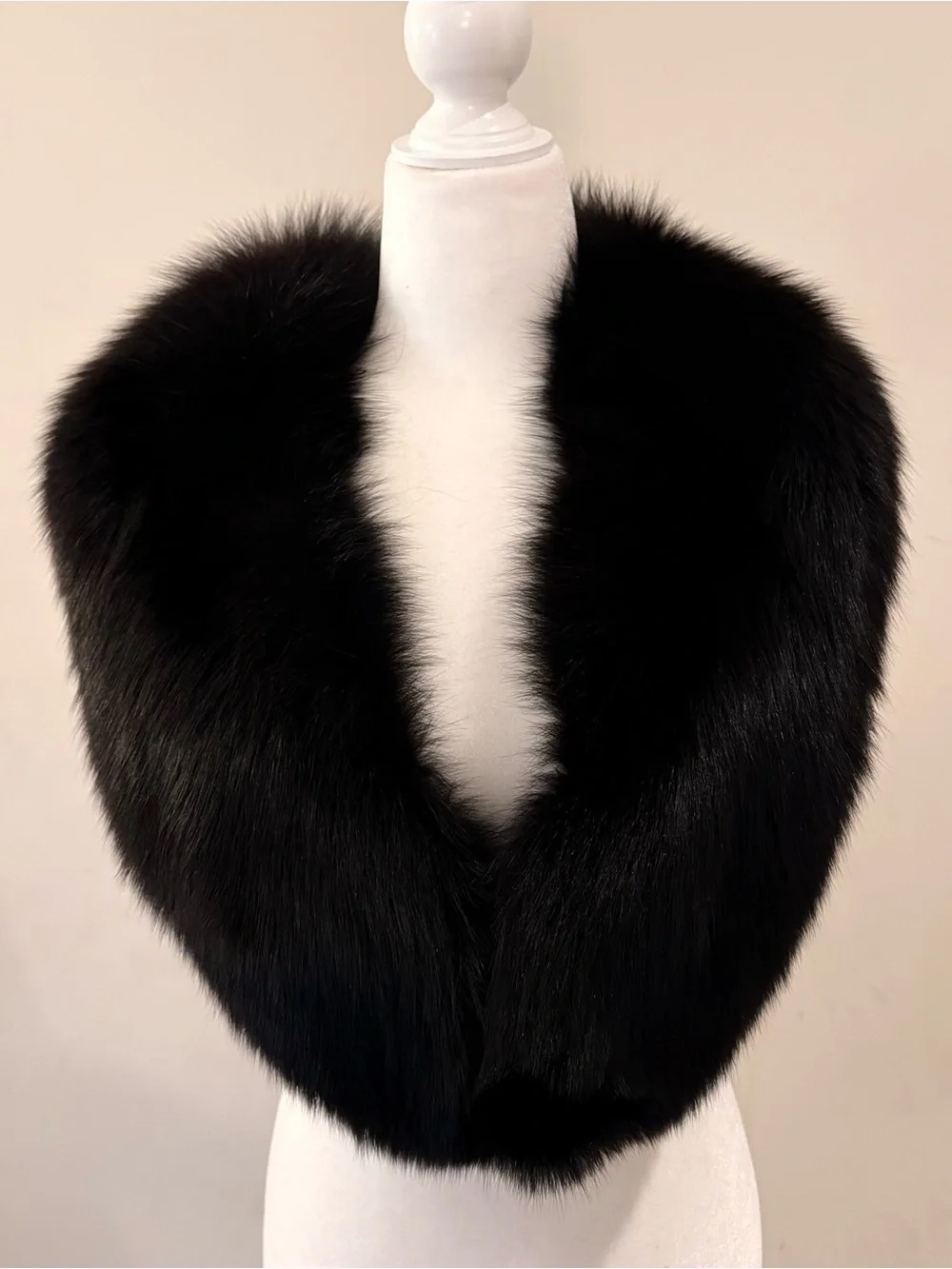Black Luxurious Fox Fur Wrap Collar — 48 inches long